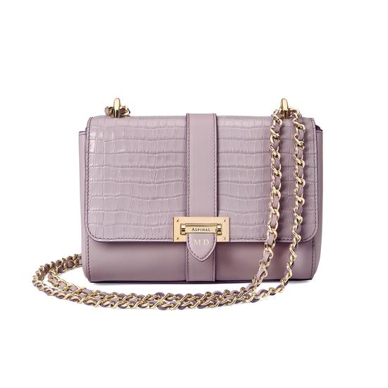 Small Lottie Bag in Deep Shine Lilac Small Croc from Aspinal of London