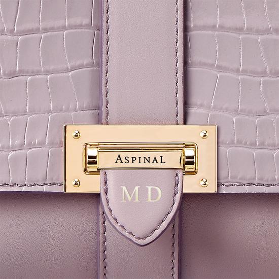 Small Lottie Bag in Deep Shine Lilac Small Croc from Aspinal of London