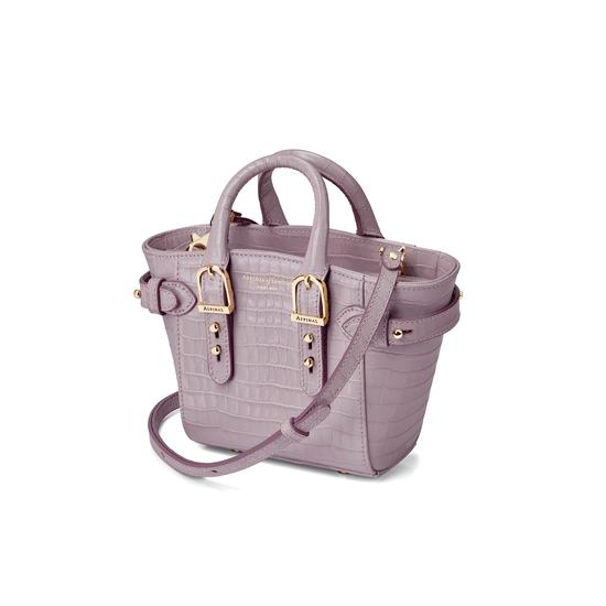 Micro Marylebone Tote in Deep Shine Lilac Small Croc from Aspinal of London