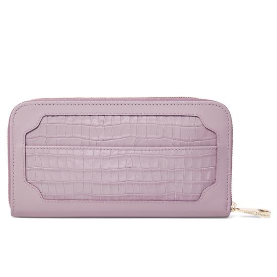 Marylebone Purse in Deep Shine Lilac Small Croc & Smooth Lilac from Aspinal of London