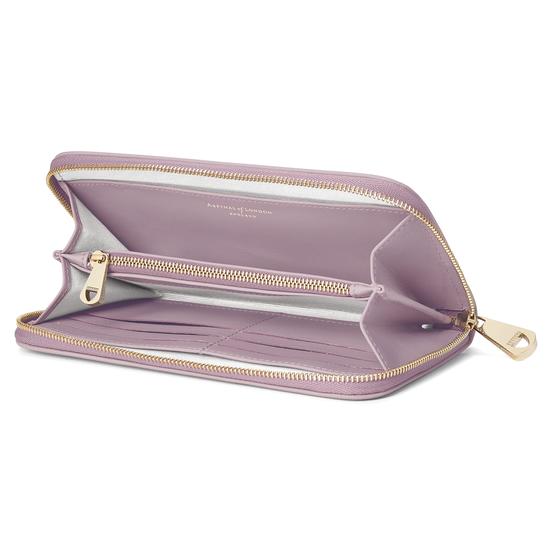 Marylebone Purse in Deep Shine Lilac Small Croc & Smooth Lilac from Aspinal of London