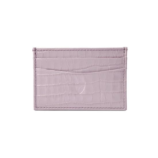 Slim Credit Card Case in Deep Shine Lilac Small Croc from Aspinal of London