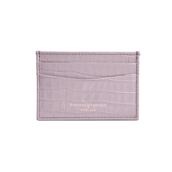 Slim Credit Card Case in Deep Shine Lilac Small Croc from Aspinal of London