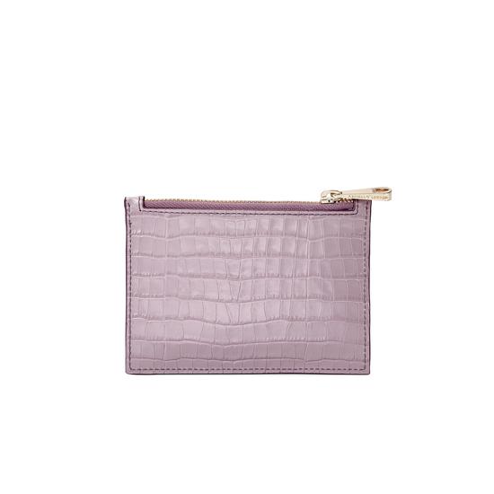 Small Essential Pouch in Smooth Lilac & Deep Shine Lilac Small Croc from Aspinal of London
