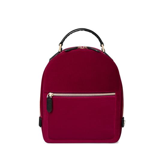 Small Mount Street Backpack in Cherry Velvet from Aspinal of London