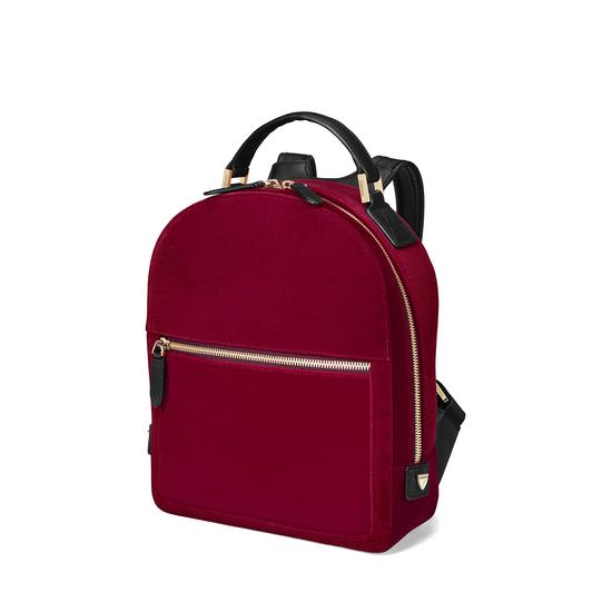 Small Mount Street Backpack in Cherry Velvet from Aspinal of London