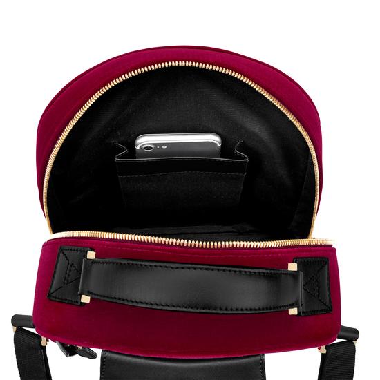 Small Mount Street Backpack in Cherry Velvet from Aspinal of London