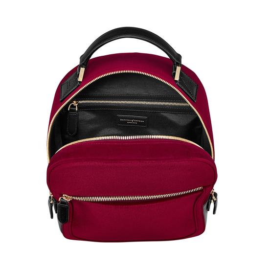 Small Mount Street Backpack in Cherry Velvet from Aspinal of London