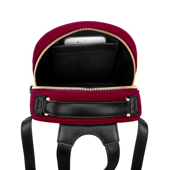 Micro Mount Street Backpack in Cherry Velvet from Aspinal of London