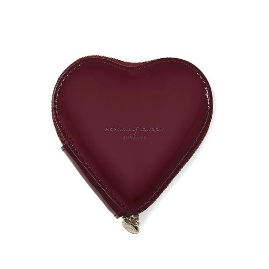 Heart Coin Purse in Deep Shine Cherry Patent from Aspinal of London