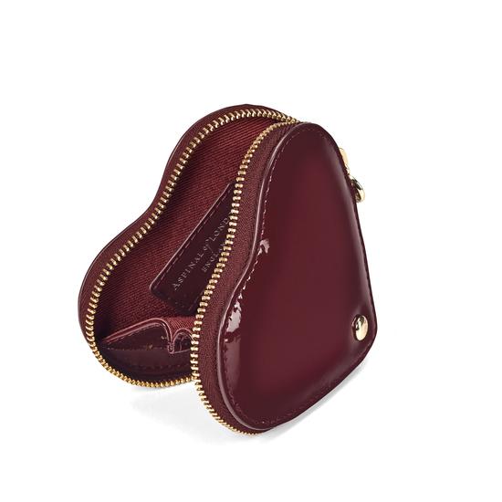 Heart Coin Purse in Deep Shine Cherry Patent from Aspinal of London