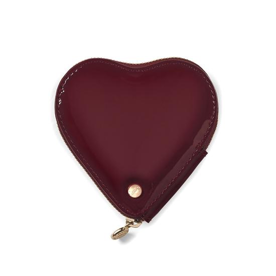 Heart Coin Purse in Deep Shine Cherry Patent from Aspinal of London