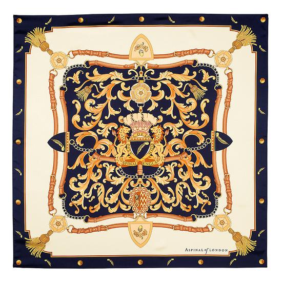 Signature Silk Twill Scarf in Navy (27.5