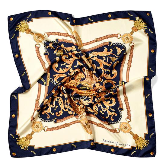 Signature Silk Twill Scarf in Navy (27.5