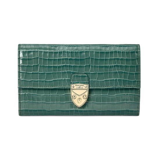 Mayfair Purse in Deep Shine Sage Small Croc from Aspinal of London