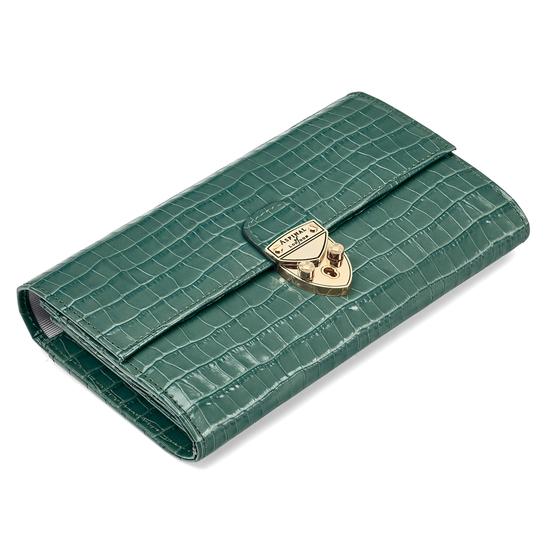 Mayfair Purse in Deep Shine Sage Small Croc from Aspinal of London