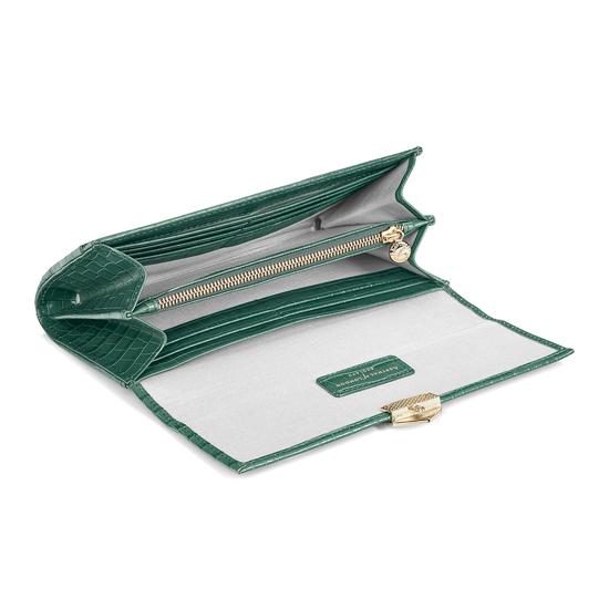 Mayfair Purse in Deep Shine Sage Small Croc from Aspinal of London