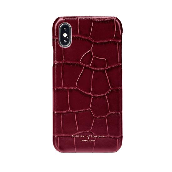 iPhone X Leather Cover in Deep Shine Bordeaux Croc from Aspinal of London