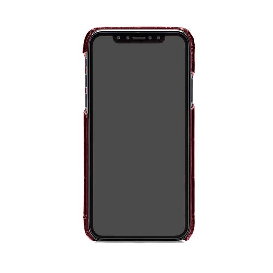 iPhone X Leather Cover in Deep Shine Bordeaux Croc from Aspinal of London