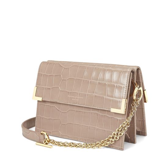 Chelsea Bag in Deep Shine Soft Taupe Croc from Aspinal of London