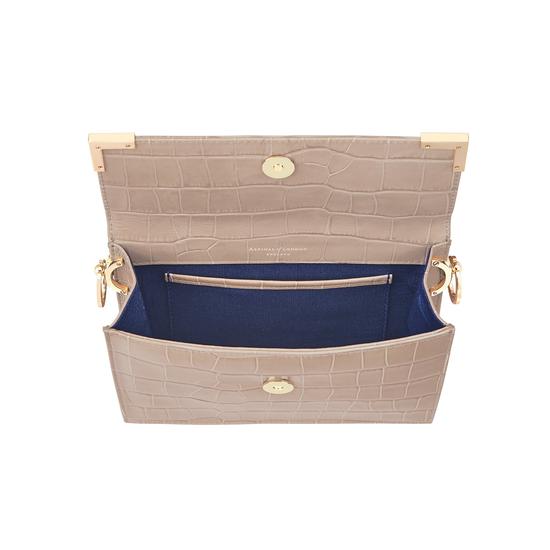 Chelsea Bag in Deep Shine Soft Taupe Croc from Aspinal of London