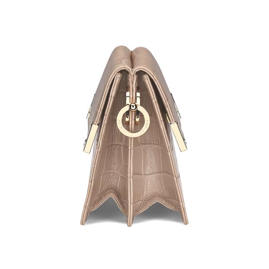 Chelsea Bag in Deep Shine Soft Taupe Croc from Aspinal of London
