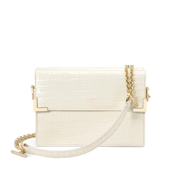 Chelsea Bag in Deep Shine Ivory Small Croc from Aspinal of London