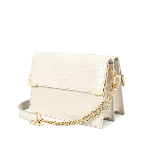 Chelsea Bag in Deep Shine Ivory Small Croc from Aspinal of London
