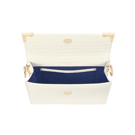 Chelsea Bag in Deep Shine Ivory Small Croc from Aspinal of London