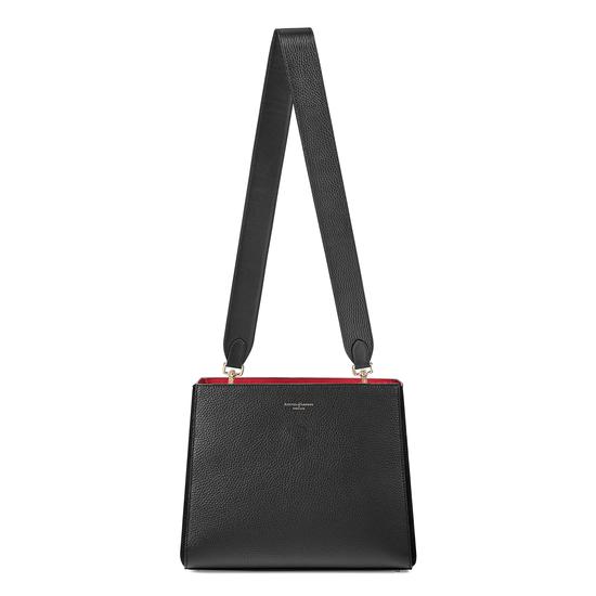 Small Ella Hobo in Black Pebble with Plain Strap from Aspinal of London
