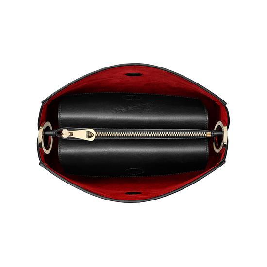 Small Ella Hobo in Black Pebble with Plain Strap from Aspinal of London