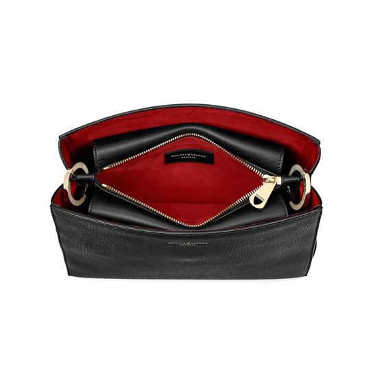 Small Ella Hobo in Black Pebble with Plain Strap from Aspinal of London
