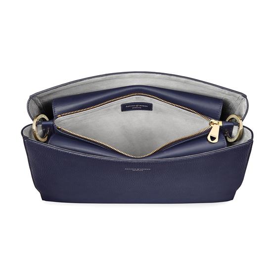 Large Ella Hobo in Bluemoon Pebble with Orchid & Navy Strap from Aspinal of London