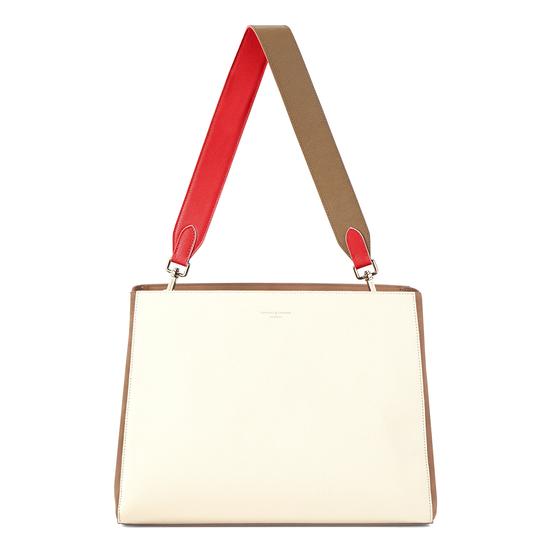 Large Ella Hobo in Ivory Pebble with Dahlia & Camel Strap from Aspinal of London