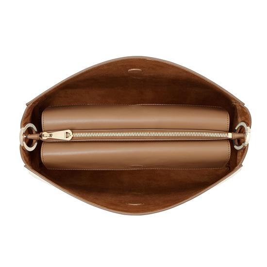 Large Ella Hobo in Ivory Pebble with Dahlia & Camel Strap from Aspinal of London