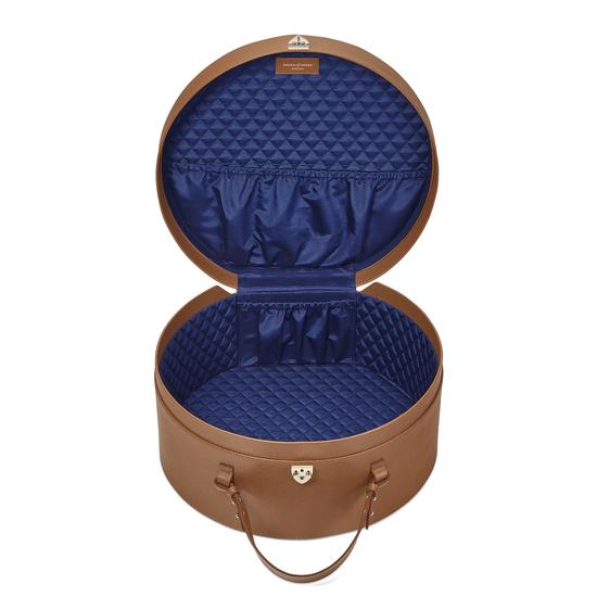 Large Hat Box in Deep Shine Ivory Small Croc & Camel Lizard from Aspinal of London