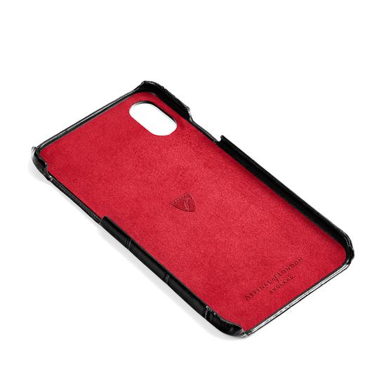 iPhone X Leather Cover in Deep Shine Black Croc from Aspinal of London