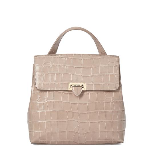 Soho Backpack in Deep Shine Soft Taupe Croc from Aspinal of London