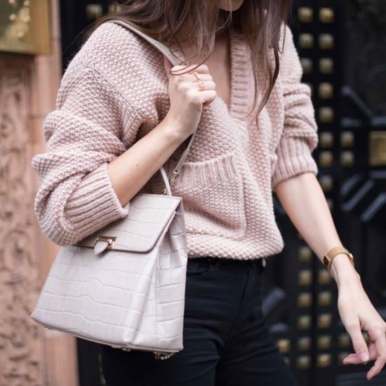 Soho Backpack in Deep Shine Soft Taupe Croc from Aspinal of London