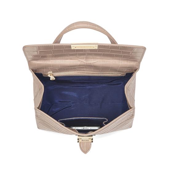 Soho Backpack in Deep Shine Soft Taupe Croc from Aspinal of London
