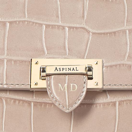 Soho Backpack in Deep Shine Soft Taupe Croc from Aspinal of London