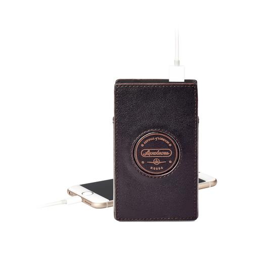 Aerodrome Tech Charger Pack & Case in Dark Brown Pebble from Aspinal of London