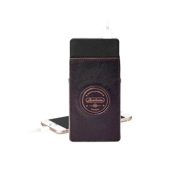 Aerodrome Tech Charger Pack & Case in Dark Brown Pebble from Aspinal of London