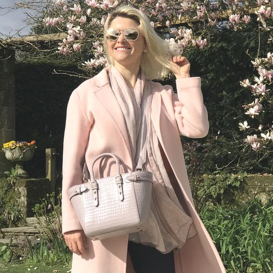 Mini Marylebone Tote in Deep Shine Lilac Small Croc from Aspinal of London