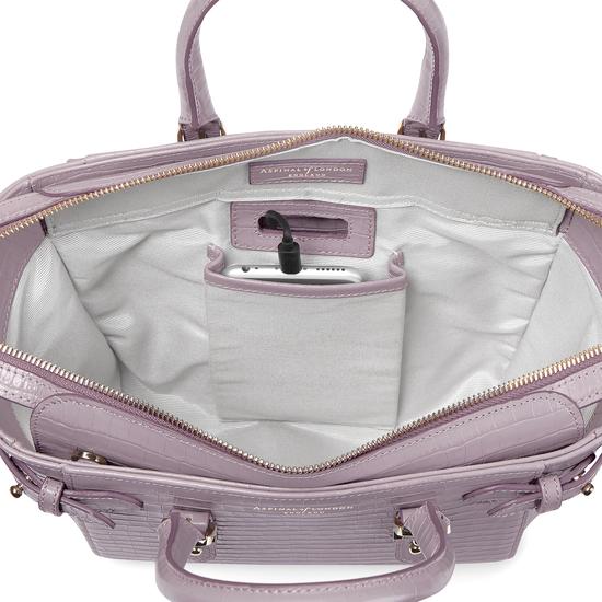 Mini Marylebone Tote in Deep Shine Lilac Small Croc from Aspinal of London