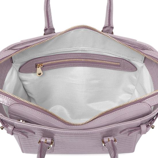Mini Marylebone Tote in Deep Shine Lilac Small Croc from Aspinal of London