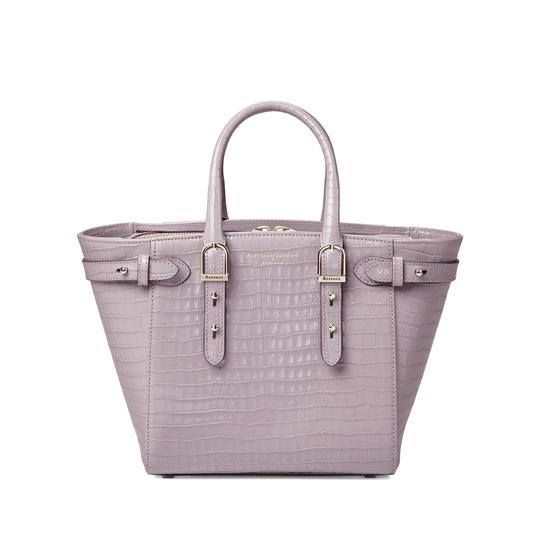 Mini Marylebone Tote in Deep Shine Lilac Small Croc from Aspinal of London