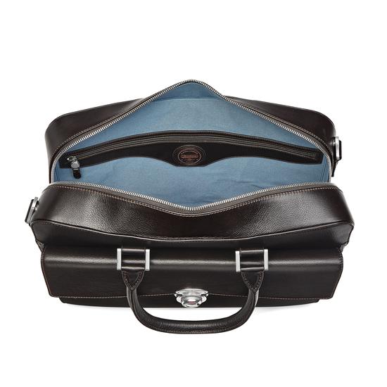 Aerodrome Business Bag in Dark Brown Pebble from Aspinal of London