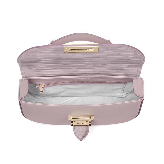 Letterbox Saddle Bag in Deep Shine Lilac Small Croc & Smooth Lilac from Aspinal of London
