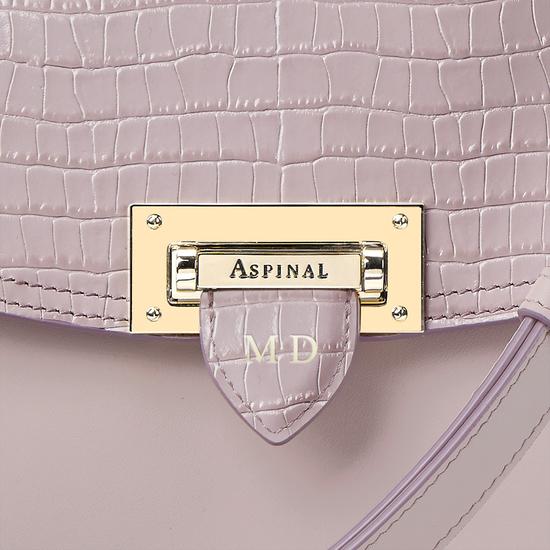Letterbox Saddle Bag in Deep Shine Lilac Small Croc & Smooth Lilac from Aspinal of London